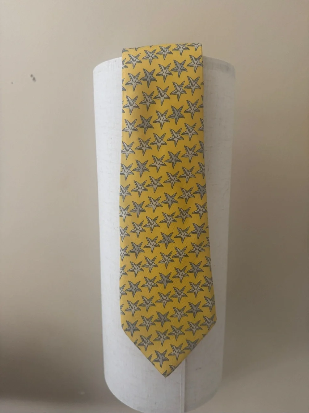 Fendi Yellow Star Pattern Silk Tie
